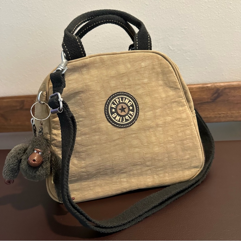 Kipling Sidni Beige & Black Convertible Shoulder Crossbody Bag Y2K 2006